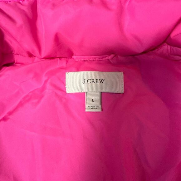 J Crew quilted down filled puffer vest womens size large pink Barbie feminine - Picture 6 of 9